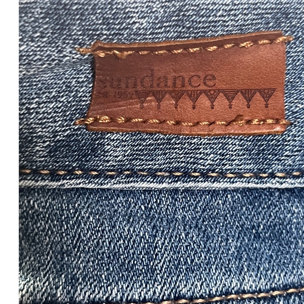 Sundance Denim Midi Skirt Raw Hem Blue 5 Pocket Western Women M - Picture 5 of 9